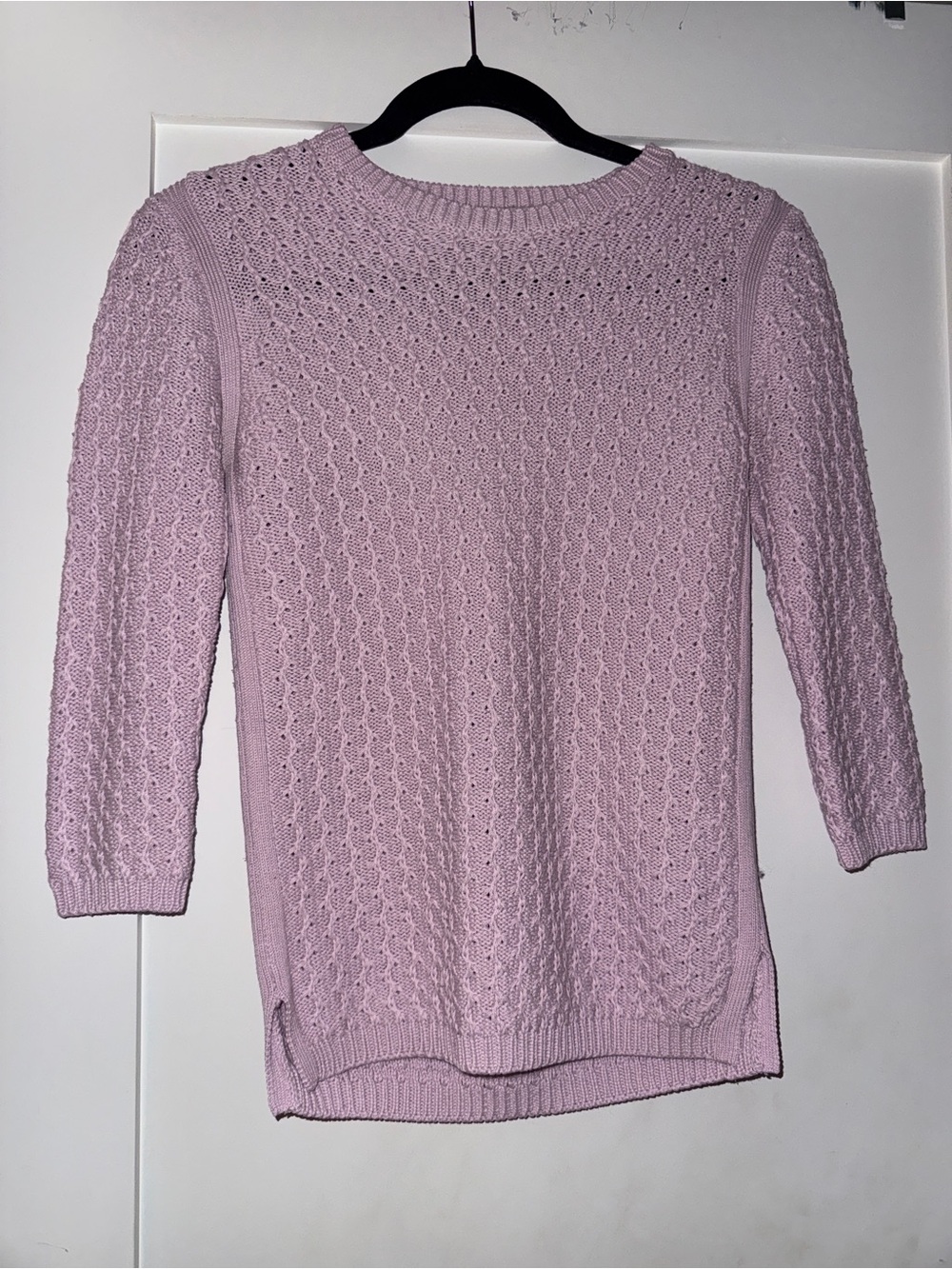 Light Pink Cable-Knit Women's Sweater - Classic Crewneck